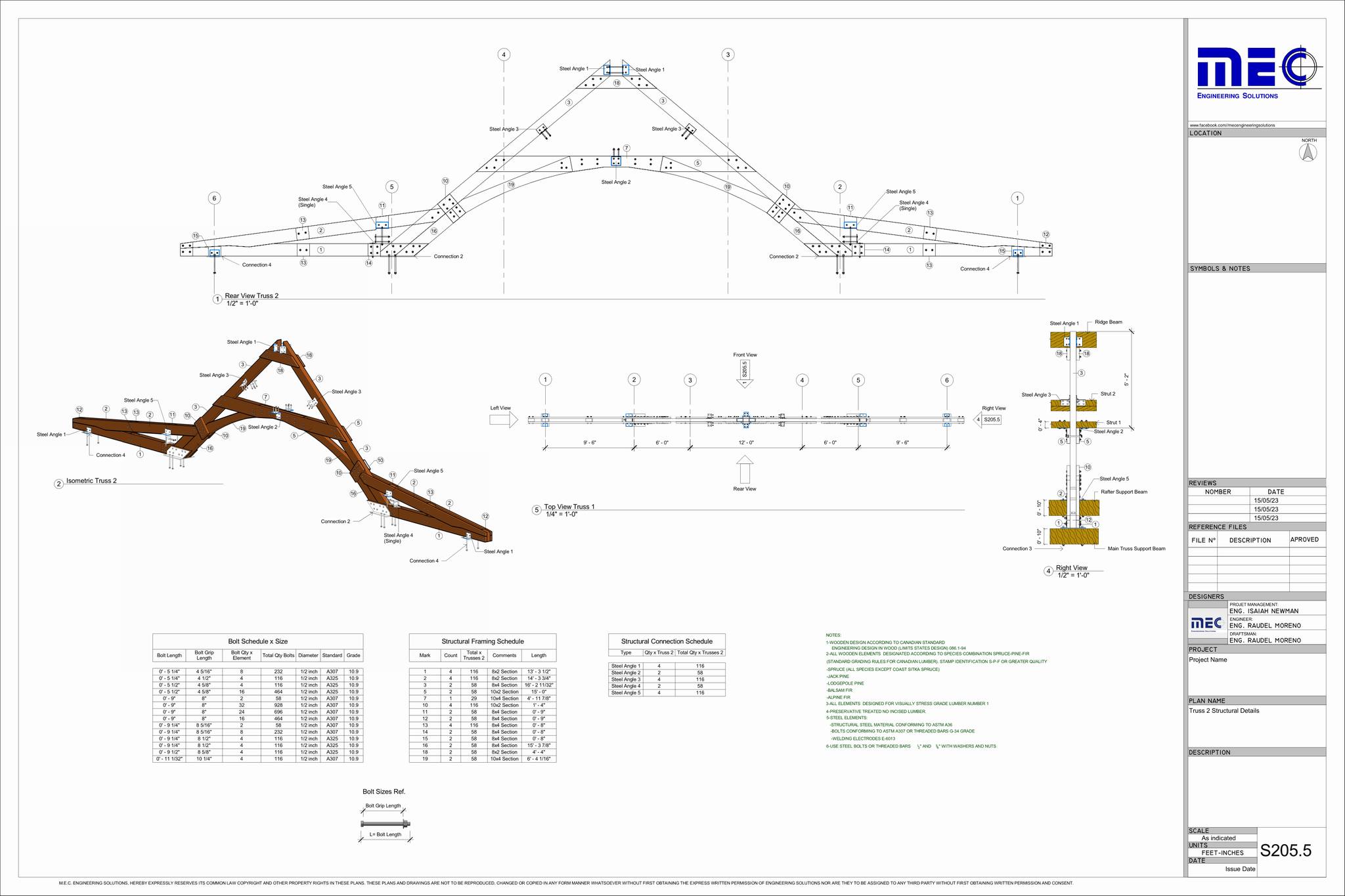 Charlestown Methodist Church Nevis. Roof Structure Blueprints